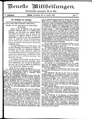 Neueste Mittheilungen vom 14.01.1886