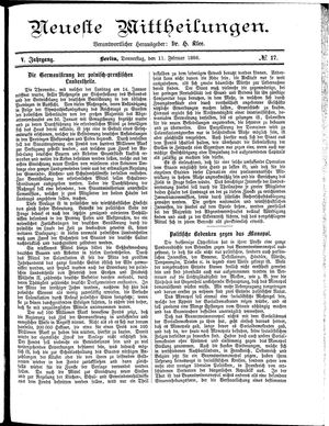 Neueste Mittheilungen vom 11.02.1886