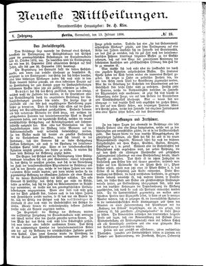 Neueste Mittheilungen vom 13.02.1886