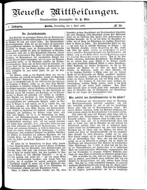 Neueste Mittheilungen vom 01.04.1886
