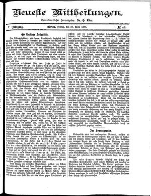 Neueste Mittheilungen vom 30.04.1886