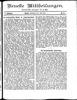 Neueste Mittheilungen vom 06.05.1886