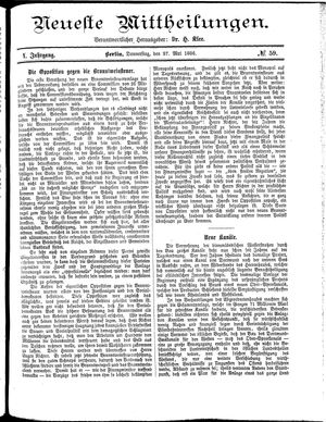 Neueste Mittheilungen vom 27.05.1886