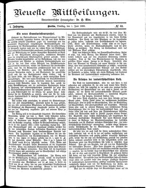 Neueste Mittheilungen vom 01.06.1886