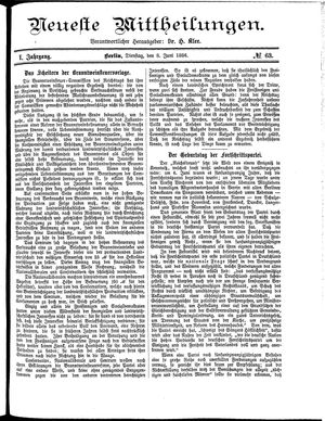 Neueste Mittheilungen vom 08.06.1886