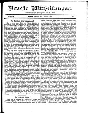 Neueste Mittheilungen vom 03.08.1886