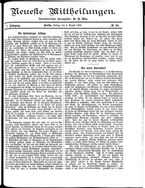 Neueste Mittheilungen vom 06.08.1886