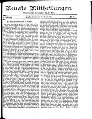Neueste Mittheilungen vom 10.08.1886
