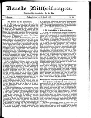 Neueste Mittheilungen vom 13.08.1886