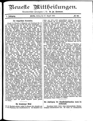Neueste Mittheilungen vom 27.08.1886
