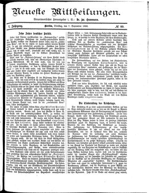 Neueste Mittheilungen vom 07.09.1886