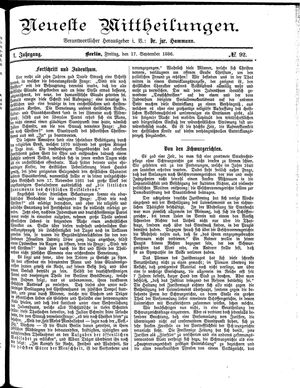 Neueste Mittheilungen vom 17.09.1886