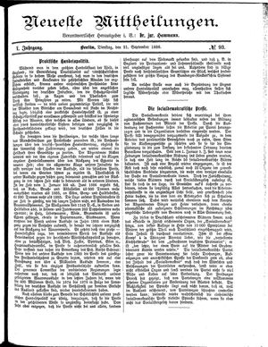 Neueste Mittheilungen vom 21.09.1886
