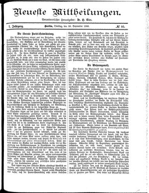 Neueste Mittheilungen vom 28.09.1886