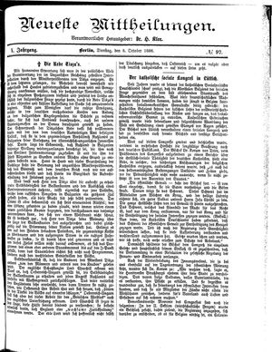 Neueste Mittheilungen vom 05.10.1886