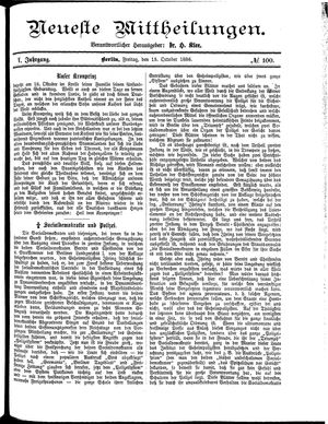 Neueste Mittheilungen vom 15.10.1886