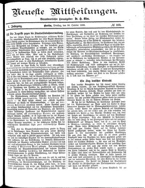 Neueste Mittheilungen vom 26.10.1886