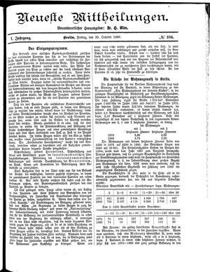 Neueste Mittheilungen vom 29.10.1886