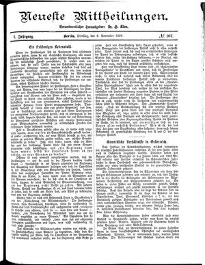 Neueste Mittheilungen on Nov 9, 1886