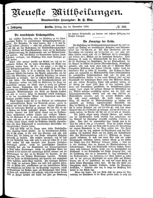 Neueste Mittheilungen vom 19.11.1886