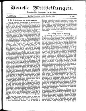 Neueste Mittheilungen vom 16.12.1886