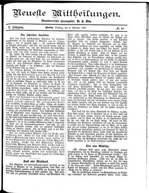 Neueste Mittheilungen vom 08.02.1887