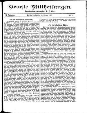 Neueste Mittheilungen vom 15.02.1887