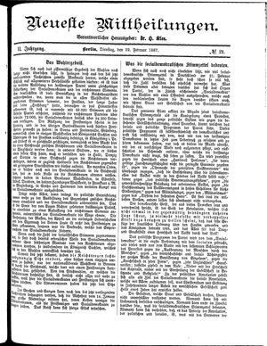 Neueste Mittheilungen vom 22.02.1887