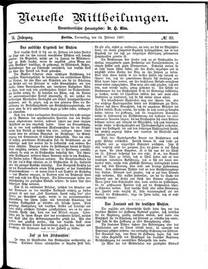 Neueste Mittheilungen vom 24.02.1887