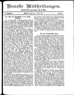 Neueste Mittheilungen vom 01.03.1887