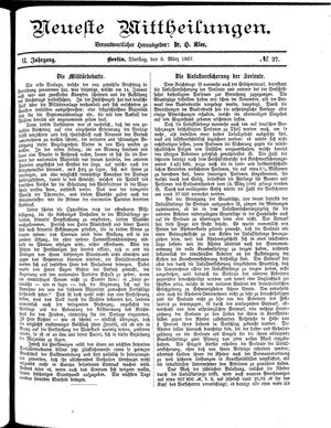 Neueste Mittheilungen vom 08.03.1887