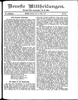 Neueste Mittheilungen vom 29.03.1887