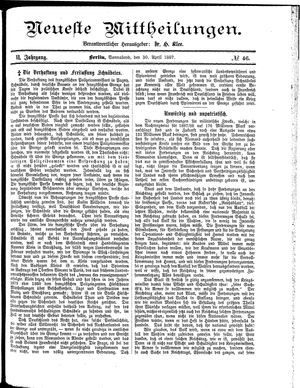 Neueste Mittheilungen vom 30.04.1887