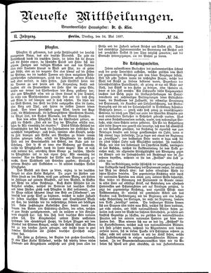 Neueste Mittheilungen vom 24.05.1887