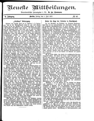 Neueste Mittheilungen vom 01.07.1887