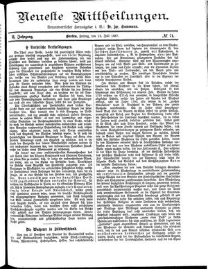 Neueste Mittheilungen vom 15.07.1887