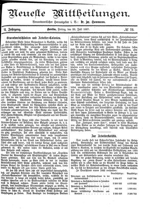 Neueste Mittheilungen vom 22.07.1887