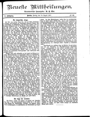 Neueste Mittheilungen vom 19.08.1887