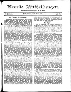 Neueste Mittheilungen vom 23.08.1887