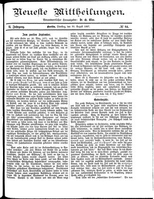 Neueste Mittheilungen vom 30.08.1887