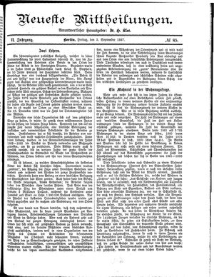 Neueste Mittheilungen vom 02.09.1887