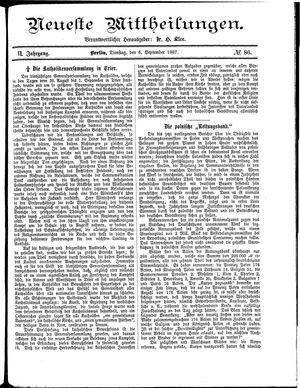 Neueste Mittheilungen vom 06.09.1887