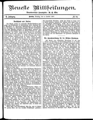 Neueste Mittheilungen vom 04.10.1887