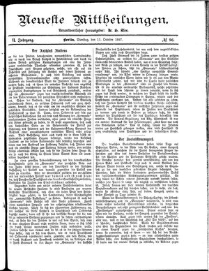 Neueste Mittheilungen vom 11.10.1887