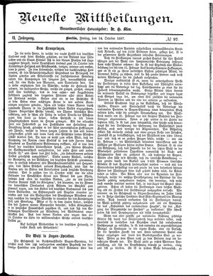 Neueste Mittheilungen vom 14.10.1887