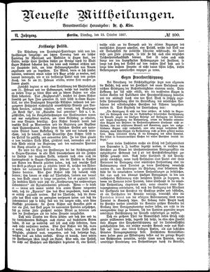 Neueste Mittheilungen vom 25.10.1887