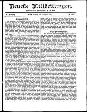 Neueste Mittheilungen vom 25.10.1887