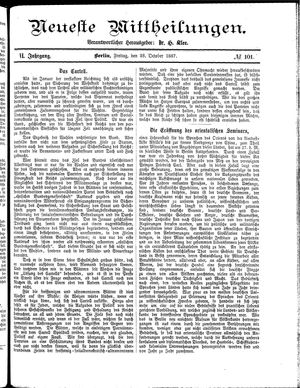 Neueste Mittheilungen vom 28.10.1887