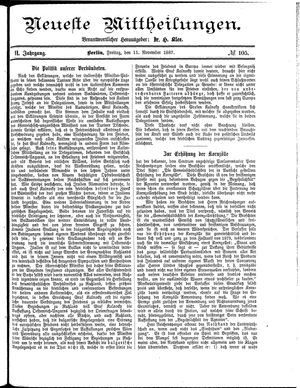 Neueste Mittheilungen vom 11.11.1887