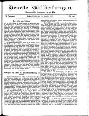 Neueste Mittheilungen vom 15.11.1887